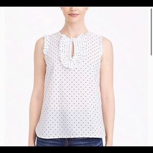 J. Crew Factory Polka Dot Ruffle Front Tank